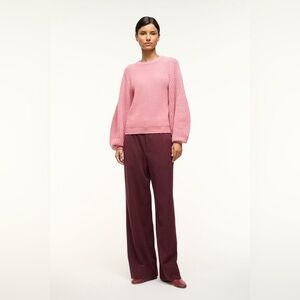 Staud Aura Ribbed Wool Blend Sweater Pullover Balloon Sleeves Size Large